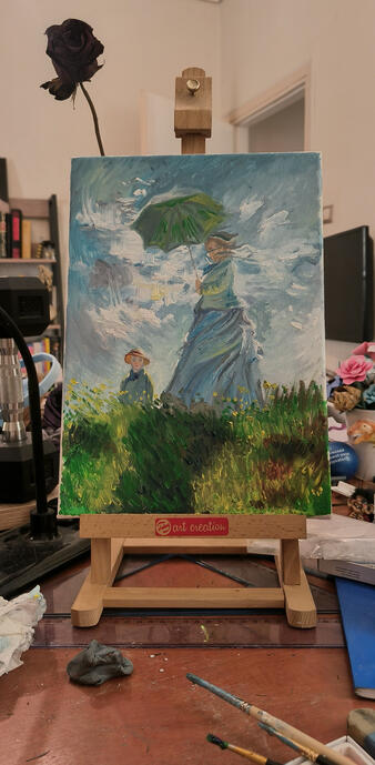 Claude Monet study, oils on canvas, A4, 2026