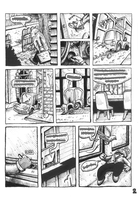 Comic page 2 for contest (1st panhellenic winner), ink on paper, 2022