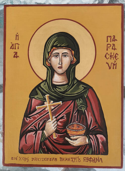 Orthodox icon, Acrylics on wood plank, A4, 2019