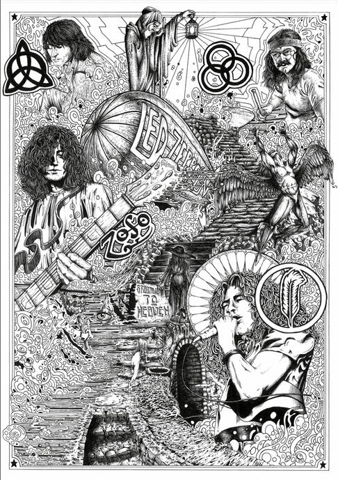 Custom Led Zeppelin poster, 35x50cm, ink on paper, 2022